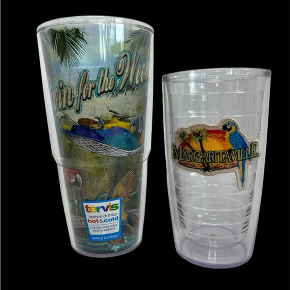 Tervis Margaritaville Lot 2 Parrot Patch 16oz Livin For The Weekend 24oz Buffett - Picture 6 of 6